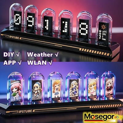IPS Nixie Uhr Glow Tube Clock APP Steuerung WiFi RGB Digitaluhr Geschenk DE