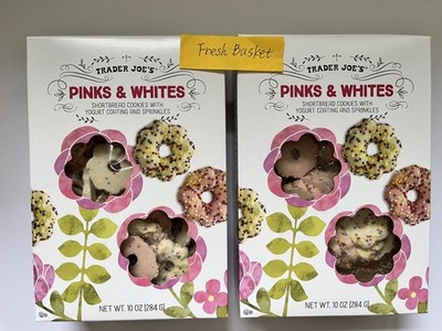 2-Trader Joe Pinks & Whites Shortbread Cookies with Yogurt Coating and Sprinkles