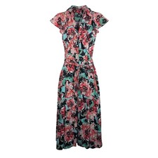 Maeve by Anthropologie Floral flutter sleeve midi shirt dress colorful sz XS