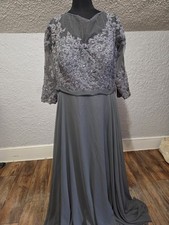 JJ  s House Women  s L Formal Gray Dress Mother of Groom or Bride Lined Size 20w