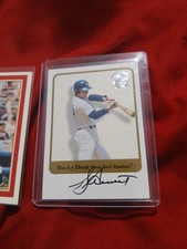 BUCKY DENT 2001 FLEER GREATS OF THE GAME AUTO YANKEES & Derek Jeter Asg Red 2001