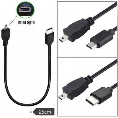 Mini USB 8Pin to Type-C / Micro USB OTG Cable for Nikon Pannisonic DSLR Camera