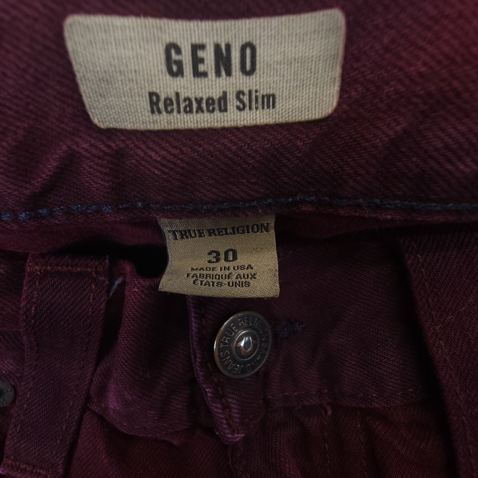 True Religion Geno Men's Size 30x32 Relaxed Slim Washed Red Denim Jeans thumbnail 9