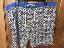 J. Crew Blue, White and Black Floral-Pattern Swim Trunks
