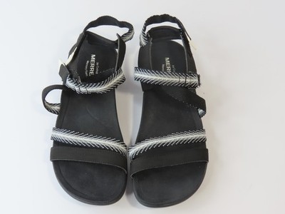 Merrell Women's 7 District Mendi Backstrap Black & White Sandals J90432