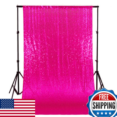 Amzlokae Hot Pink Sequin Backdrop Curtain 4Ftx7Ft - Sparkle Photography