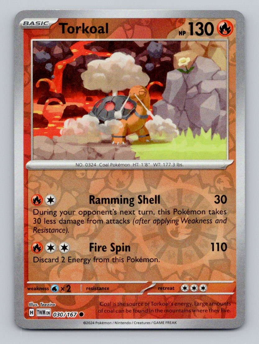 Torkoal 030/167 Common Twilight Masquerade Pokemon Reverse Holo Near Mint