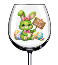 12x Happy Easter Green Bunny Rabbit Vinyl Sticker Decal Tumbler Wine Glass Mug