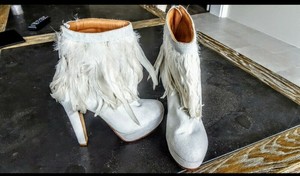 white feather boots