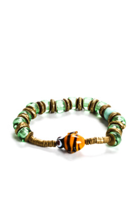 Don't Let Disco Womens Brass Tone Glass / Stone Beesy Being Cute Bracelet NWOT