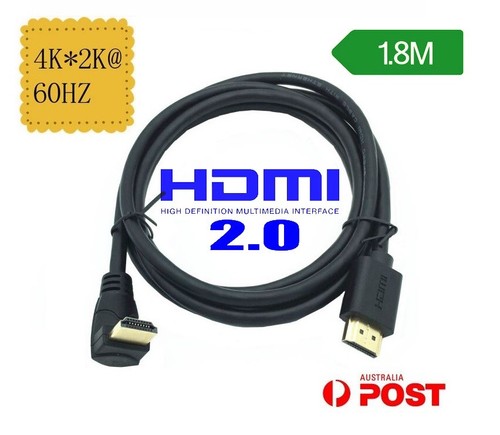 Cable Premium HDMI V2.0 Arriba Abajo 90° Enchufe Ultra HD 4K Cable con Ethernet ARC HELI AU - Imagen 1 de 13
