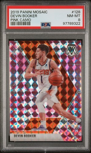 Devin Booker PSA 8 2019 Panini Mosaic #128 Pink Camo Phoenix Suns
