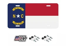 North Carolina State Flag License Plate Tag Vanity Front Aluminum 6 By 12 Inches