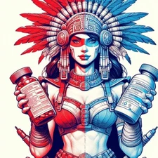 Woman Nurse sketch holding Two bottles picture art on matte paper Drawing Prints