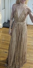 Windsor Rose Gold Sequin Tulle Sleeveless Floor Length Ball Gown Prom