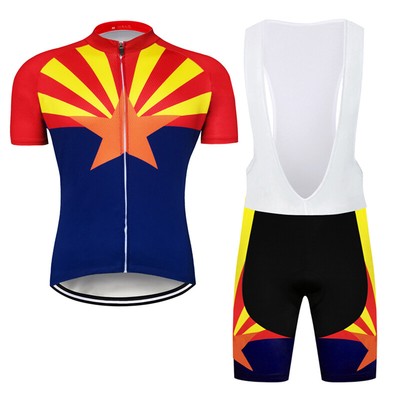 Arizona State Flag Men Cycling Jersey Bib Shorts Kits Bike Shirt Short Pants Pad