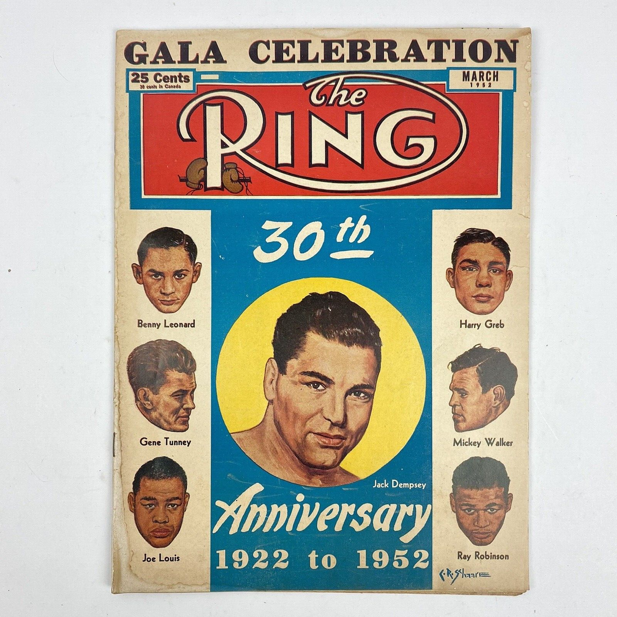 1952 Jack Dempsey The Ring Boxing Magazine 30th Anniversary Cover