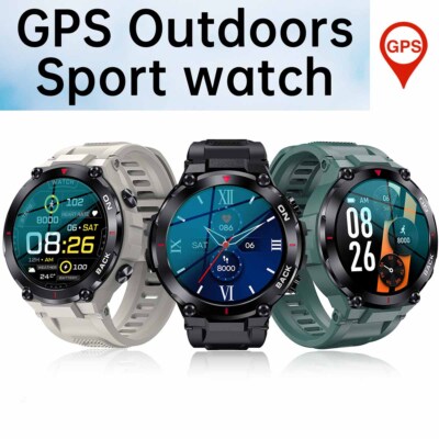GPS Smart Watch Men Fitness Tracker Heart Rate Sport Smartwatch IP68  Waterproof UK