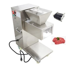 110V Stainless Commercial Meat Slicer with 5mm Blade Feed Port 9.1"×7.87" 750W