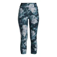 Time and Tru Women's Sueded Capri Leggings, 22" Inseam, Floral Size S(4-6)