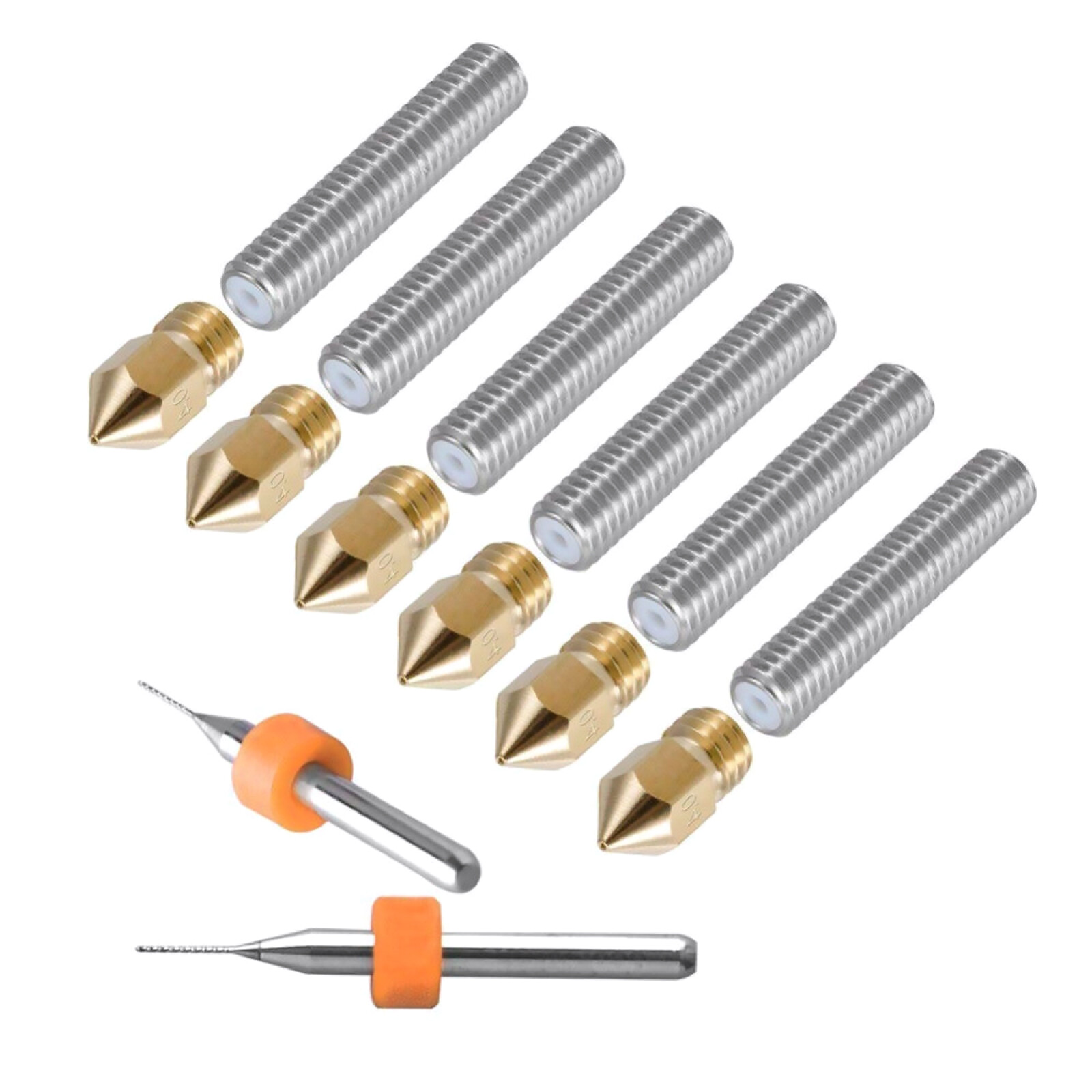 3D Printer Extruder Brass Head Nozzle+M6 Throat Tube + Drills Accessory Parts