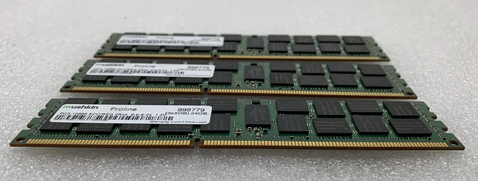 24GB Kit MUSHKIN RDIMM Server RAM 3x 8GB 2Rx4 PC3-10666 Registered ECC 998779 - Image 2 of 4