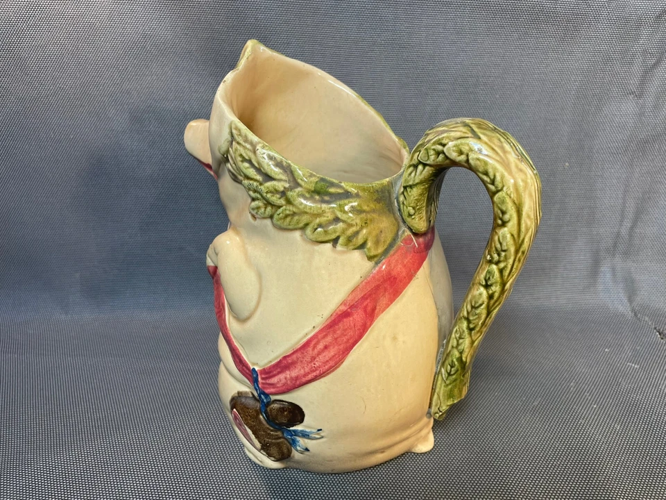 Ancien pichet pot à eau en céramique forme de cochon vintage déco cuisine cassé - Photo 4/4