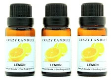 3 Lemon 1/2oz Premium Grade Scented Fragrance Oil Crazy Candles