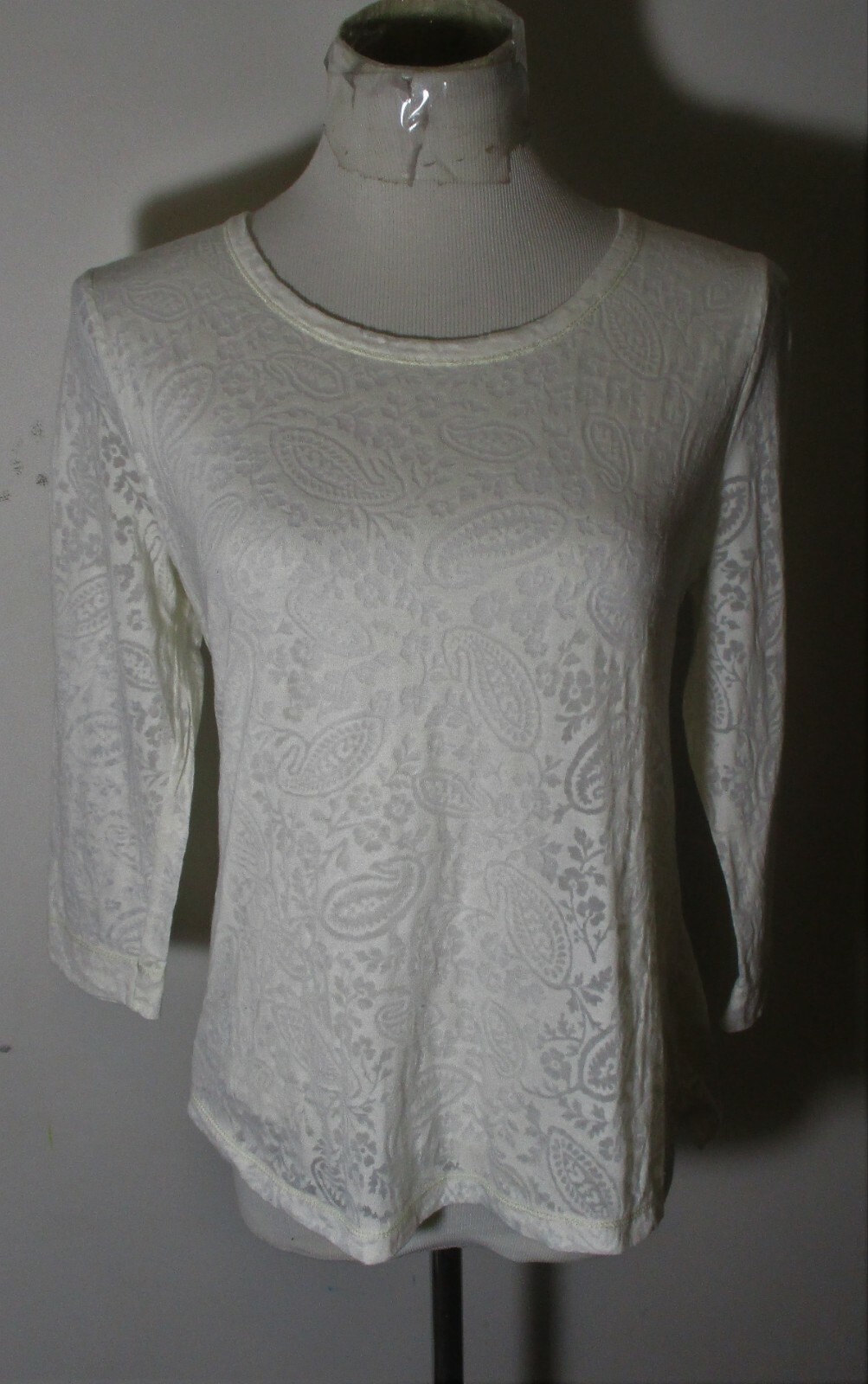 LAUREN Ralph Lauren White Paisley Long Sleeve Top Size PL