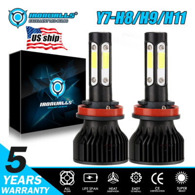 4-Sides H11 LED Headlight Kit Low Beam Bulbs Super Bright 360000LM 6500K Light