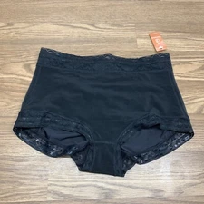 NWT Black Midrise Waist Lace Trim Tummy Control Butt Lift Shaper Wear / Sz L