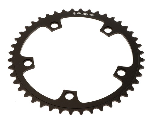 Anello Catena Singola Velocità Sugino 44t 130BCD 5-Bulloni 1/2""x 1/8"" Nero 130J Giappone NUOVO - Foto 2 di 3