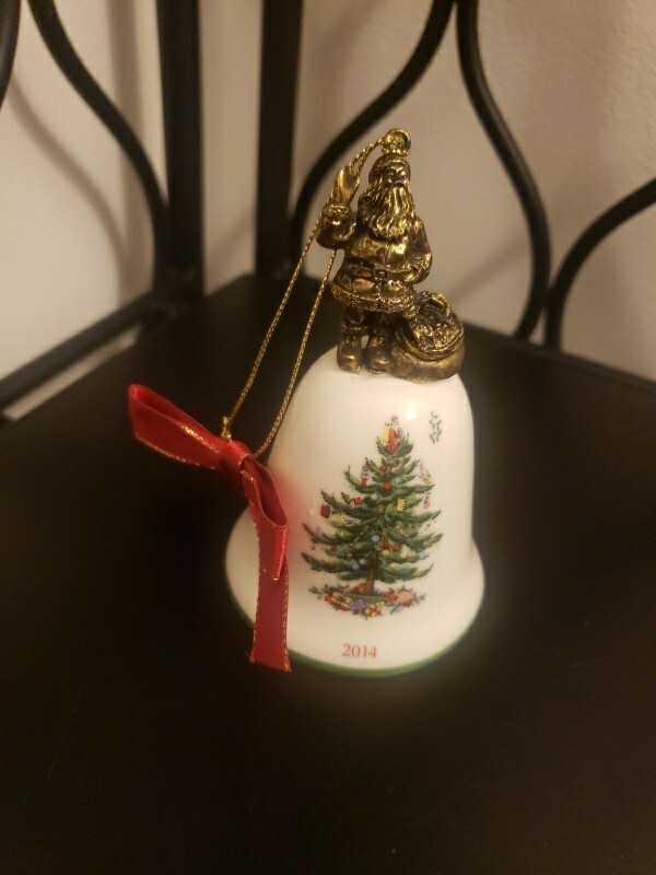 SPODE 2014 Christmas Tree Bell Ornament Featuring Santa Claus on Top