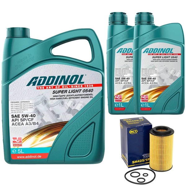 MotoröL Set Addinol 5W-40 Super Light 7 Liter + ÖLfilter FüR Land Rover Mercedes-image