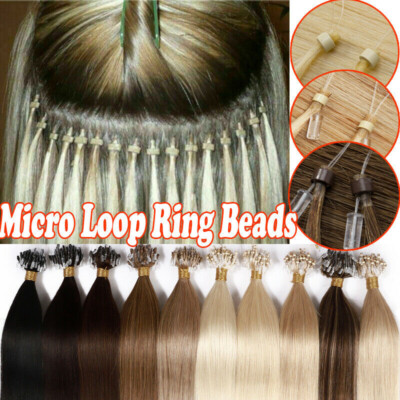 Micro Loop Beads Hair Extensions Micro Link Tip Remy Russian Human Straight Hair