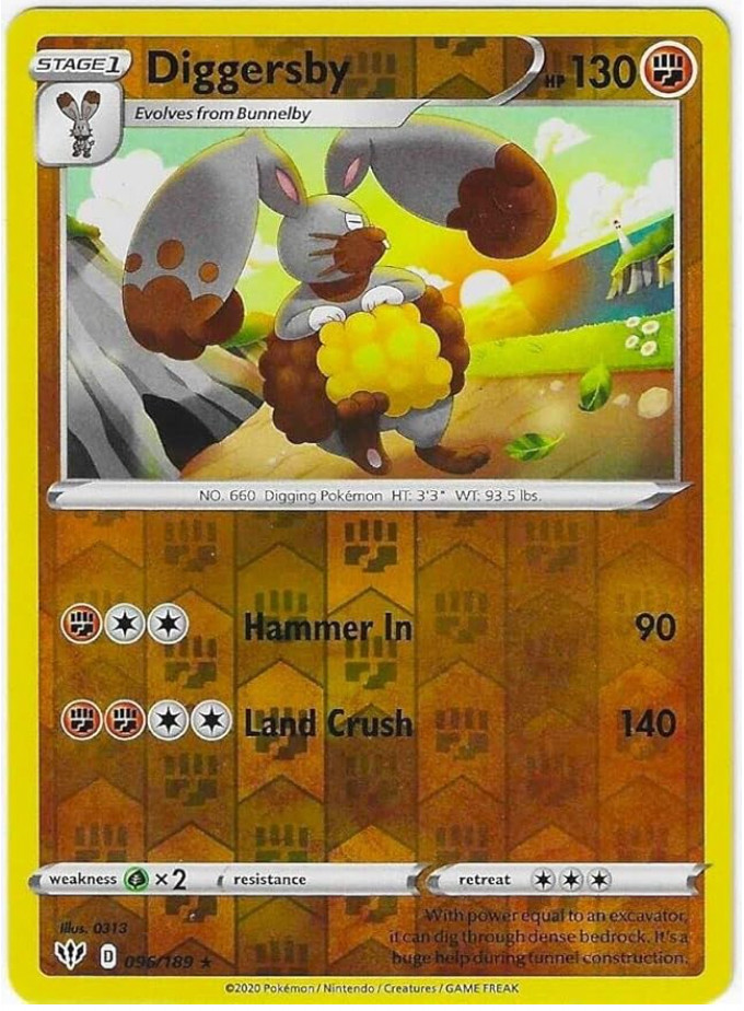 Pokemon -Diggersby - 096/189 - Reverse Holo Rare - Darkness Ablaze - NM/M - NEW