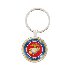 U.S.A Marine Corps Emblem Key Ring Zinc Alloy Key Chain Cabochon Glass Keychain