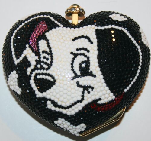 Vtg Kathrine Baumann 101 Dalmatians Disney Heart Clutch w Judith Leiber Comb