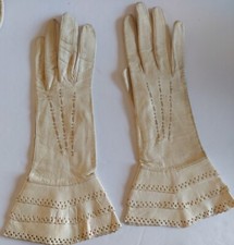Vintage Womens Leather Gloves Cream Size Small