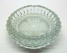 Vintage Heavy Lead Crystal Round Glass Ashtray 7.5" Diameter
