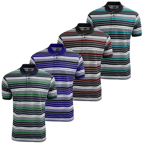 Polo uomo manica corta righe piqué estiva casual lavoro vacanza top M-3XL - Foto 3 di 22