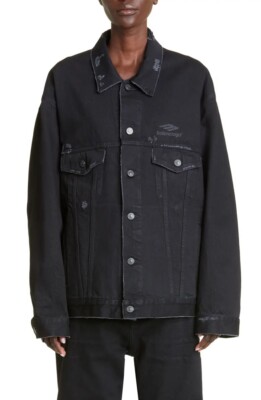 Balenciaga 3D Sports Logo Oversize Distressed Black Denim Balenciaga 3D Sports Logo Oversize Distressed Black Denim