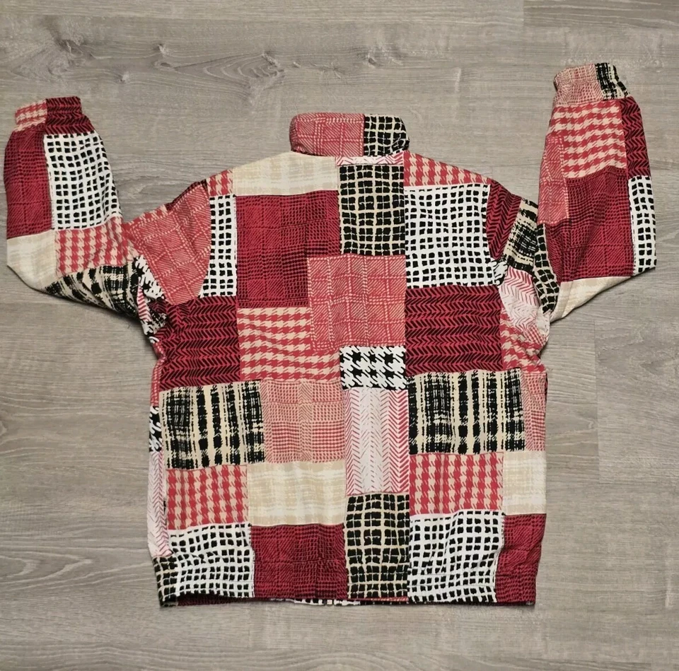 Vintage Koret Sport Women's Red Palid Patchwork Bomber Jacket Petite PS - Image 2 of 4