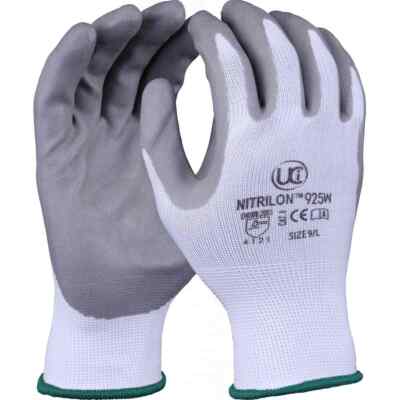 10 x UCI Nitrilon-925W - Nitrilschaum Handfläche beschichtete Handschuhe - grau/weiß ***