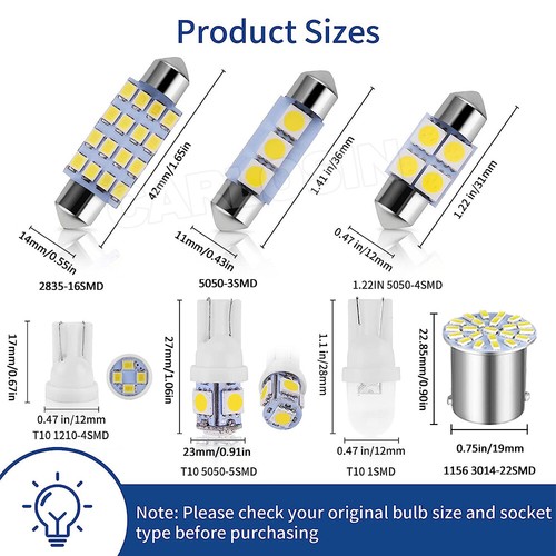 28PCS Car Interior LED Light Bulbs For Map Dome License Plate Lamp Kit AU STOCK - Picture 4 of 12
