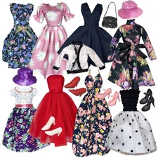 Eledoll Clothes Fashion Pack VINTAGE FLOWERS Classic Dresses 1950's
