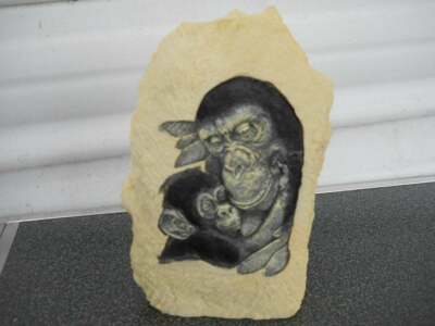 Embossed Safari Stone Monkey Ape Decorative Figure Statue Collection Vintage