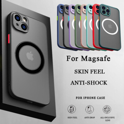 Hülle Für iPhone 16 15 14 13 12Pro Max Plus Magsafe Magnetis Stoßfeste Mattiert