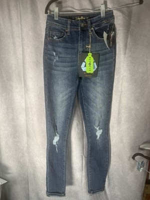 indigo rain skinny denim med blue ankle super high rise narrow leg sz 0 w23 27L
