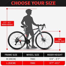 Road Bike,700C City Commuter Bicycle 21-Speed Lightweight Aluminum Frame Adult 2